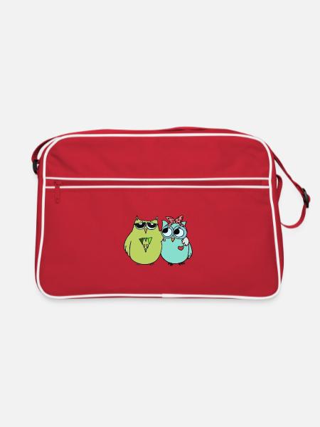 Colorful Owl Friendship - Retro Bag - red/white - Front