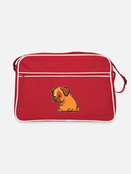 Carlin - Chien Fan - Cadeau - Sac Retro - rouge/blanc - Devant
