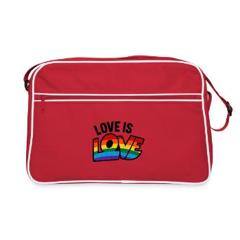 Liebe ist Regenbogen Vielfalt - Retro Tasche - Rot/Weiß - Vorne