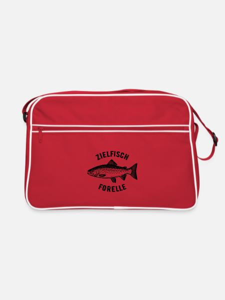 Zielfisch Forelle - Fisch - Angler Geschenk - Retro Tasche - Rot/Weiß - Vorne