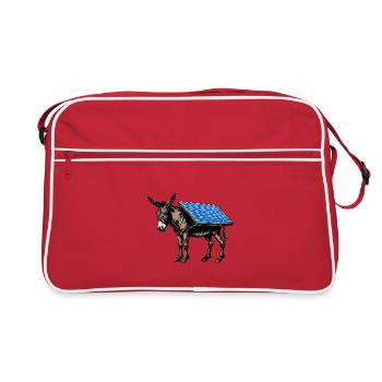 Solar - Donkey - Pack Animal, Pack Donkey, Solar Panel - Retro Bag - red/white - Front