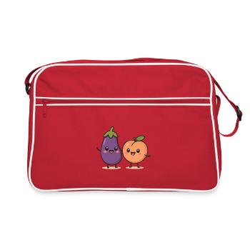 Illustration mignonne d’aubergine et de pêche - Sac Retro - rouge/blanc - Devant