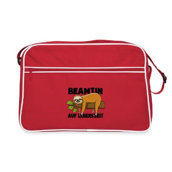 Faultier Beamtin auf Lebenszeit - Spruch - Retro Tasche - Rot/Weiß - Vorne