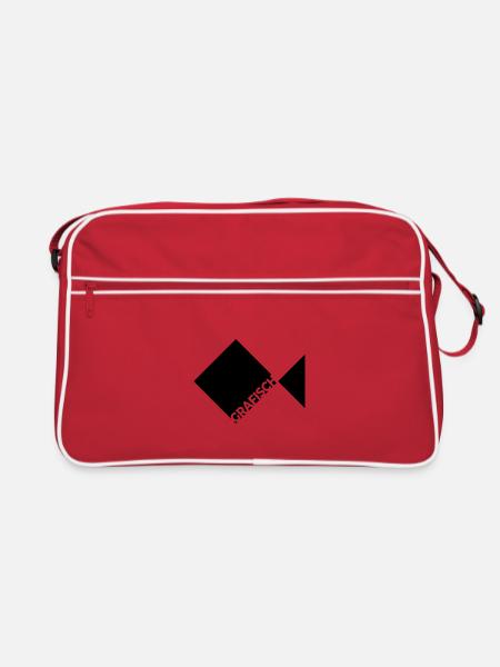 Grafisch - Fisch - Angler Geschenk - Retro Tasche - Rot/Weiß - Vorne