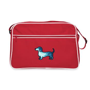 Seelentier und Wächterwesen: Dackel - Retro Tasche - Rot/Weiß - Vorne
