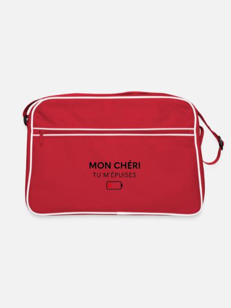 Mon Chéri & Ma Chérie – Tu m’épuises - Sac Retro - rouge/blanc - Devant