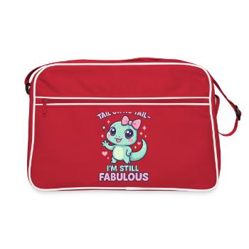 Cool Funny Gecko Dicton - queue ou pas queue - Sac Retro - rouge/blanc - Devant