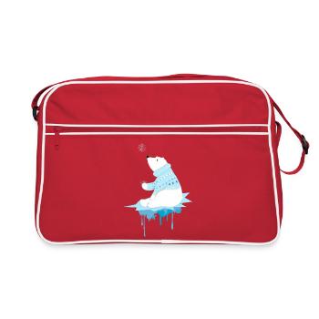 un ours polaire et des flocons de neige - Sac Retro - rouge/blanc - Devant