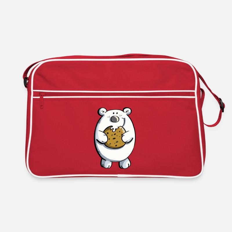 Süßer Eisbär mit riesigem Keks Retro Tasche