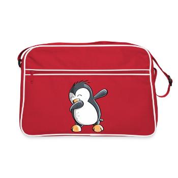 Dab Dance Penguin - Dabbing - Fun Comic - Gift - Retro Bag - red/white - Front