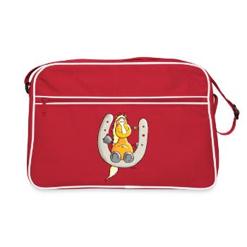 Glückspferd - Pferd - Glück - Retro Tasche - Rot/Weiß - Vorne