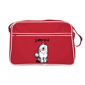 Drôle et mignon Samoyède Chien - Sac Retro - rouge/blanc - Devant
