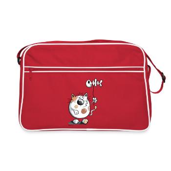 Chat avec un ballon de poisson - Sac Retro - rouge/blanc - Devant