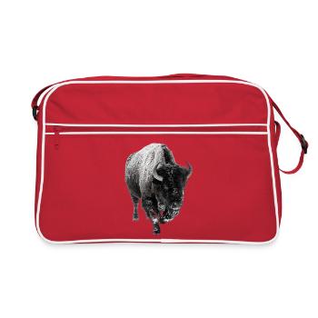 Bisons d’hiver dans la neige - Sac Retro - rouge/blanc - Devant