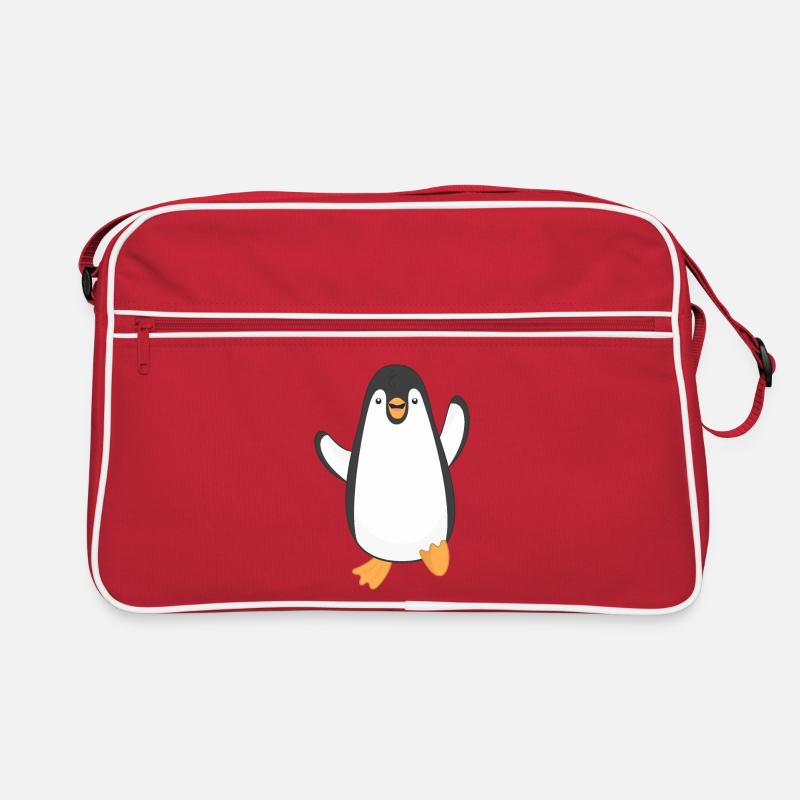 Pinguin Pinguine - Retro Tasche - Rot/Weiß
