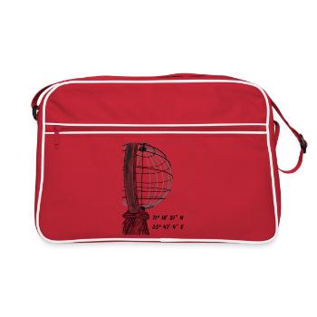 Die Weltkugel am Nordkap - Retro Tasche - Rot/Weiß - Vorne