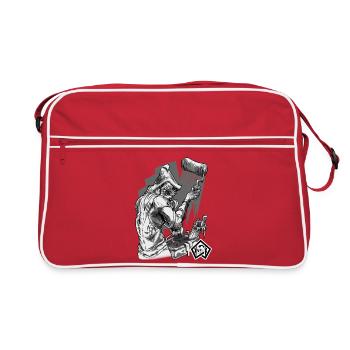 Maler, malen, Pinsel, Künstler, Handwerker - Retro Tasche - Rot/Weiß - Vorne