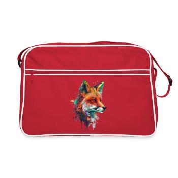 fuchs mit bunten farbklecksen - Retro Tasche - Rot/Weiß - Vorne