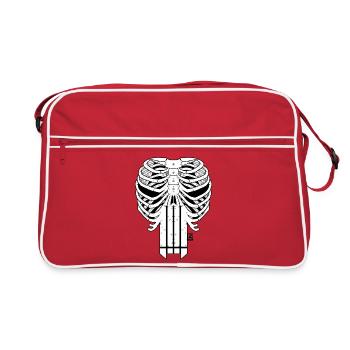 HARDCORE HORRORSHOW SKULL - Retro Tasche - Rot/Weiß - Vorne