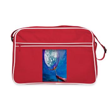 Blauer Traumfänger Netz - Retro Tasche - Rot/Weiß - Vorne