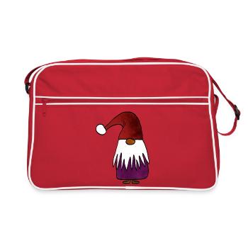 Gnome de Noël créatif avec chapeau aux couleurs déformées - Sac Retro - rouge/blanc - Devant