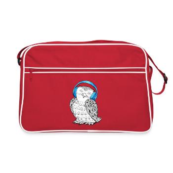 Hibou avec écouteurs - Sac Retro - rouge/blanc - Devant