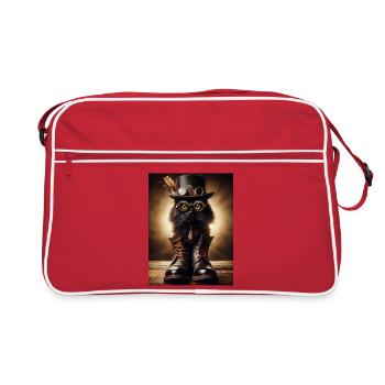 Chat noir Steampunk avec accessoires élégants - Sac Retro - rouge/blanc - Devant