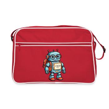 Drôle de petit robot avec cartable - Sac Retro - rouge/blanc - Devant