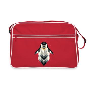 Pingouin géométrique – Élégance givrée - Sac Retro - rouge/blanc - Devant