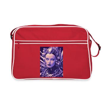 BioCyber Königin: Metallporträt - Retro Tasche - Rot/Weiß - Vorne