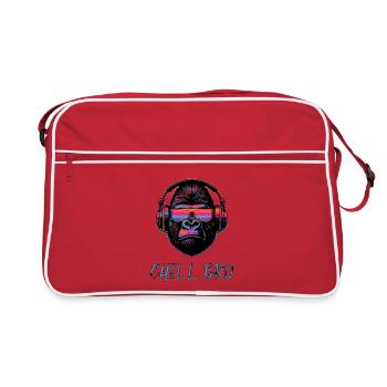 CHILL BRO - Cooler Affe mit Sonnenbrille Kopfhörer - Retro Tasche - Rot/Weiß - Vorne