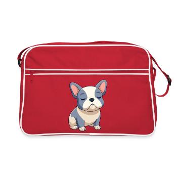 Bulldog français bleu et beige en train de dormir - Sac Retro - rouge/blanc - Devant