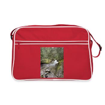 Stillleben im Wald mit Fluss - Retro Tasche - Rot/Weiß - Vorne