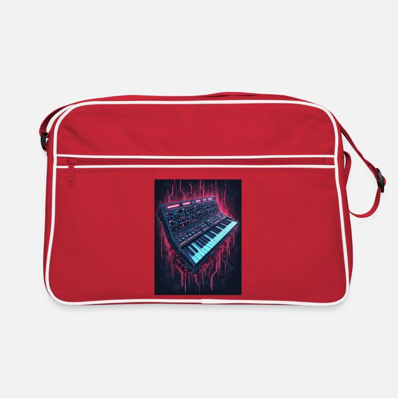 Neon Synthesizer Musikdesign - Retro Tasche - Rot/Weiß