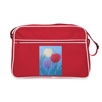 Tulipes Fleurs Abstraites En Acrylique Vibrant - Sac Retro - rouge/blanc - Devant