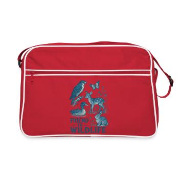 Tierwelt Freundschaft Illustration - Retro Tasche - Rot/Weiß - Vorne
