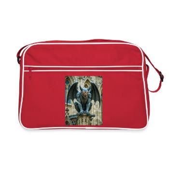 Gargoyle, winged stone demon guarding Gothic  - Retro Bag - red/white - Front