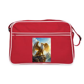 Diving griffin, lion body, eagle wings, hunting - Retro Bag - red/white - Front
