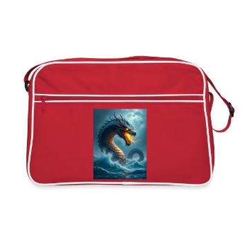 Leviathan, kolossale biblische Seeschlange der Stürme - Retro Tasche - Rot/Weiß - Vorne