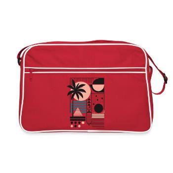 Motif minimaliste de coucher de soleil et de palmier - Sac Retro - rouge/blanc - Devant