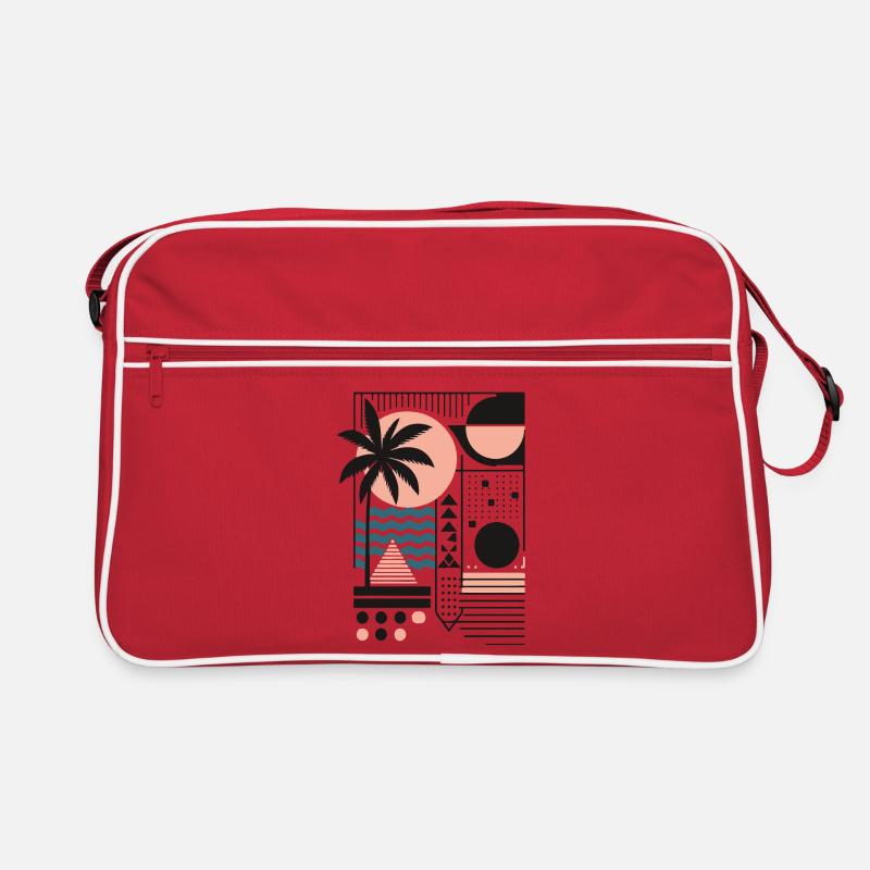 Minimalist Sunset and Palm Pattern Retro Bag