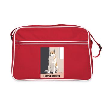 Hundefreundschaft Illustration - Retro Tasche - Rot/Weiß - Vorne
