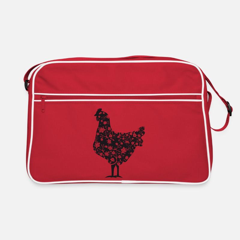 Chicken with floral pattern Retro Bag