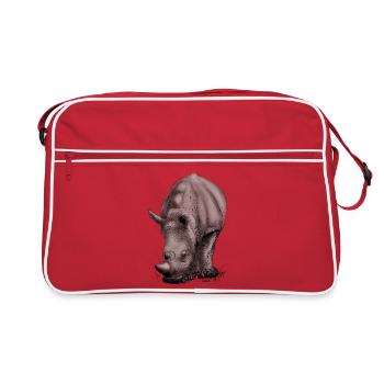 Realistic Rhino creative design - Retro Bag - red/white - Front