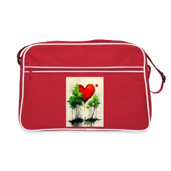 Heart in the Forest Watercolors - Retro Bag - red/white - Front