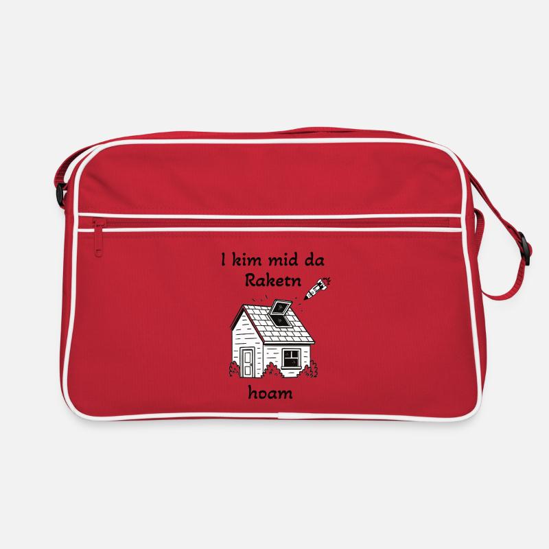 I kim mid da Raktn hoam - Retro Tasche - Rot/Weiß