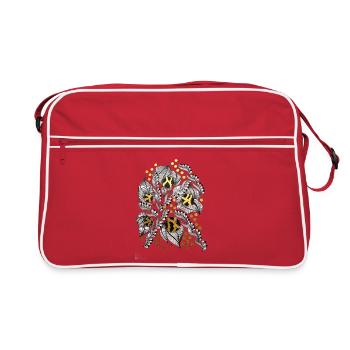Botanical flowers with gold accents - Retro Bag - red/white - Front