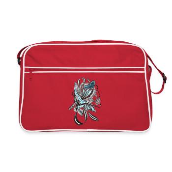 Indigo Flower Line Design - Retro Bag - red/white - Front