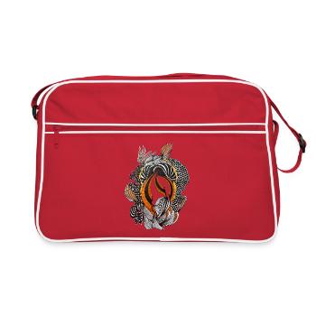 Motif de plumes abstrait noir orange - Sac Retro - rouge/blanc - Devant
