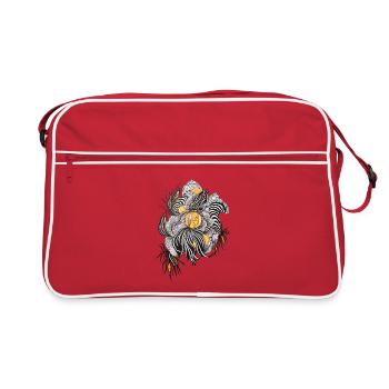Noir Blossoms Orange Accents - Retro Bag - red/white - Front